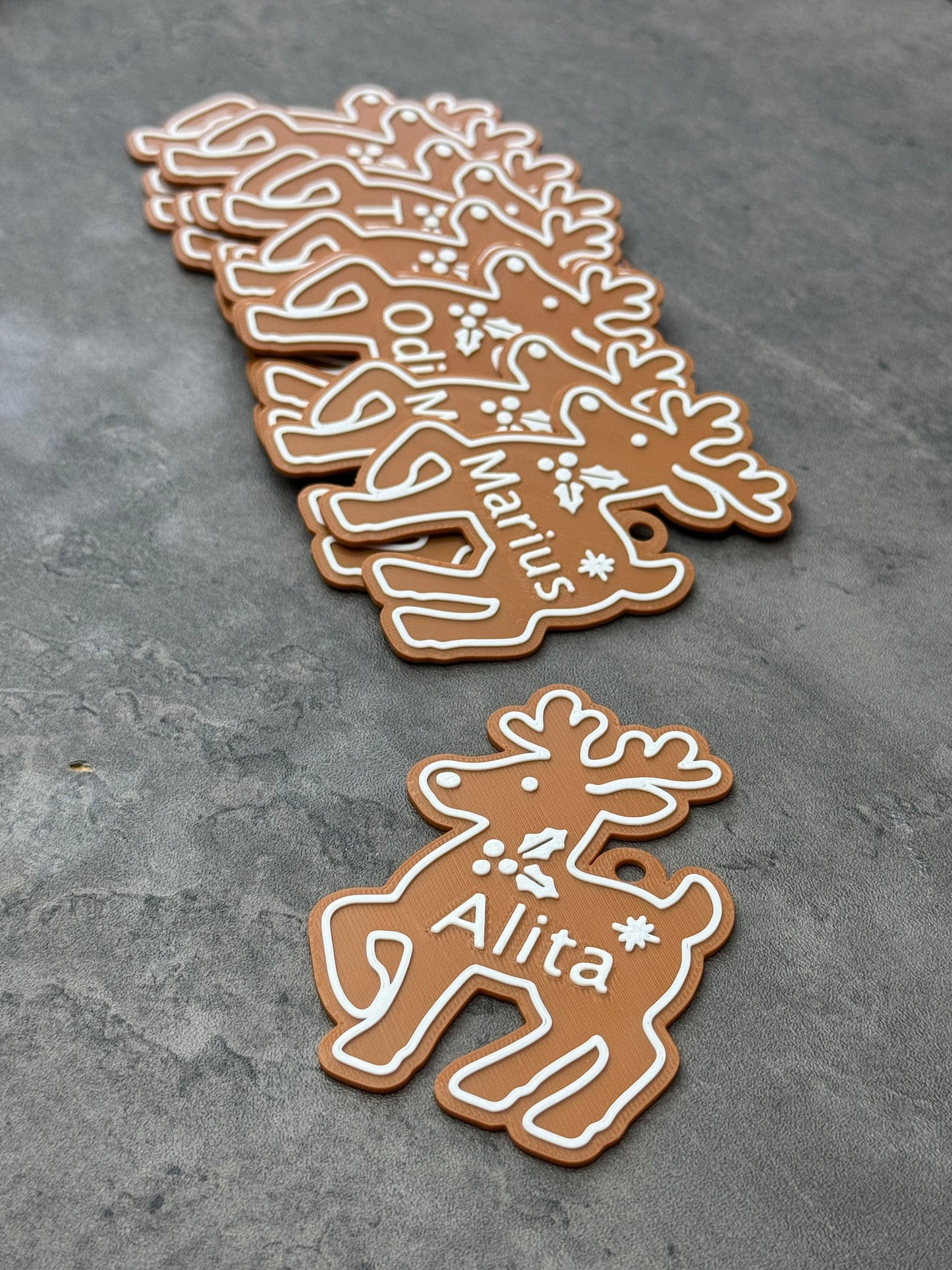 Reinsdyr pepperkakepynt med valgfritt navn